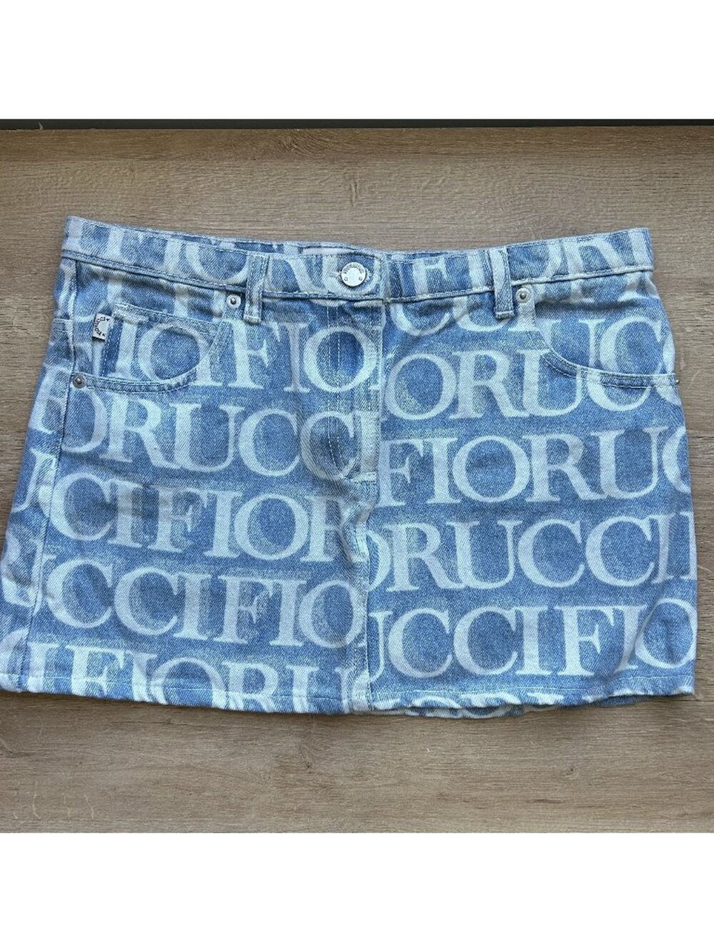 Fiorucci Blue Logo Denim Mini Skirt